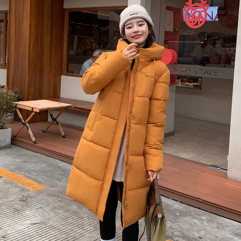 Trendy Knee-Length Windproof Puffer Jacket for Women