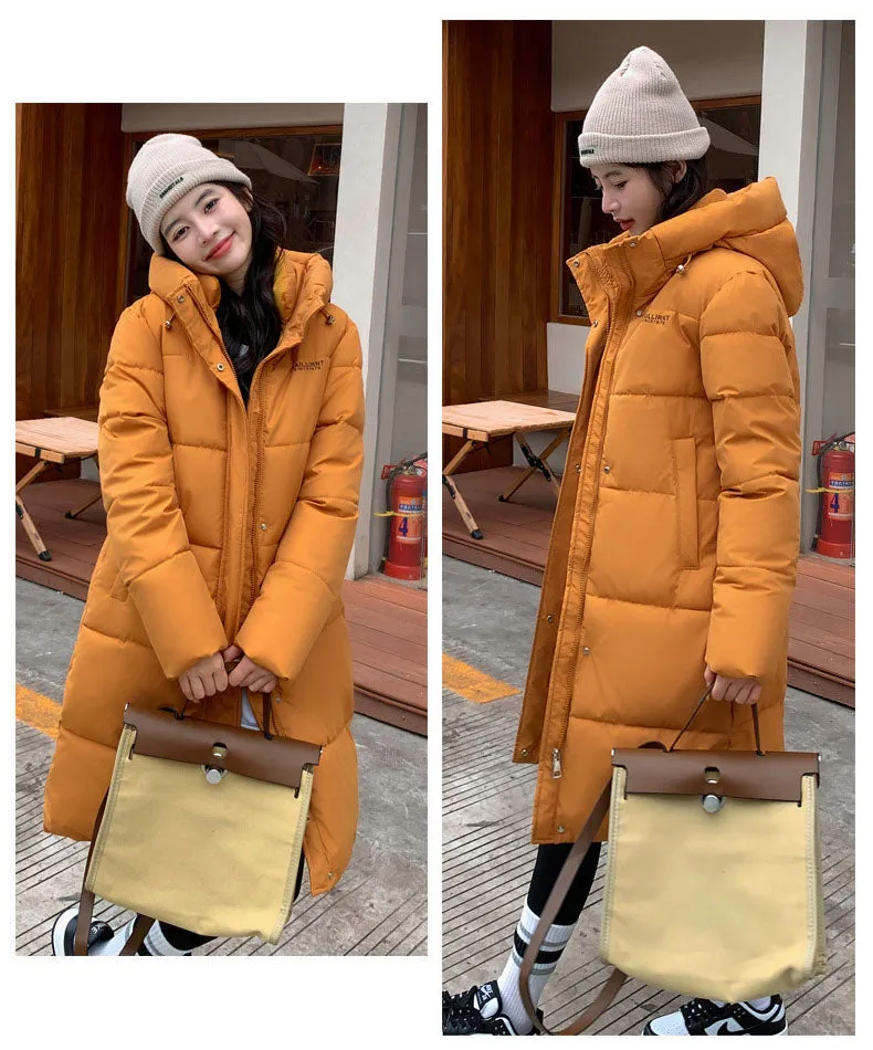 Trendy Knee-Length Windproof Puffer Jacket for Women