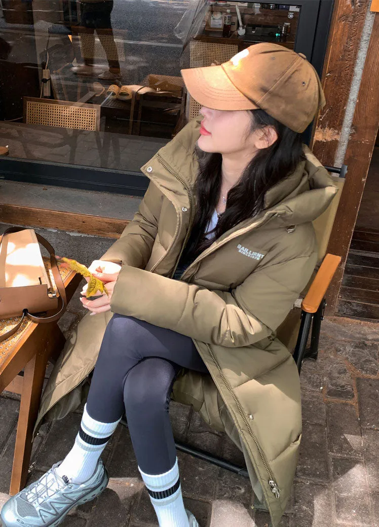 Trendy Knee-Length Windproof Puffer Jacket for Women