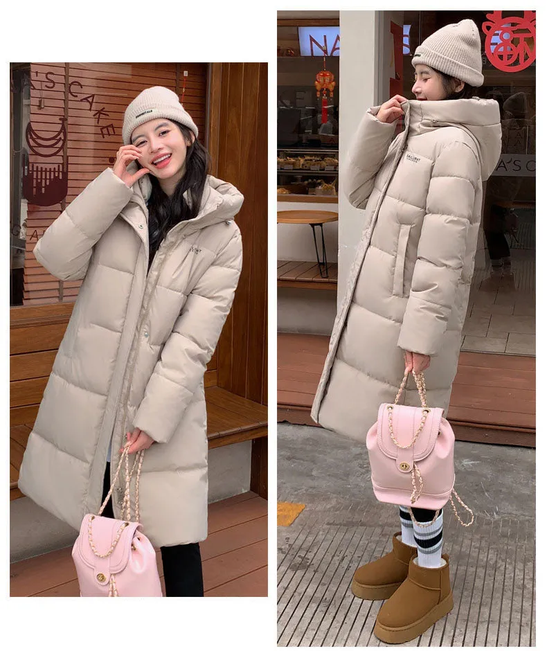 Trendy Knee-Length Windproof Puffer Jacket for Women