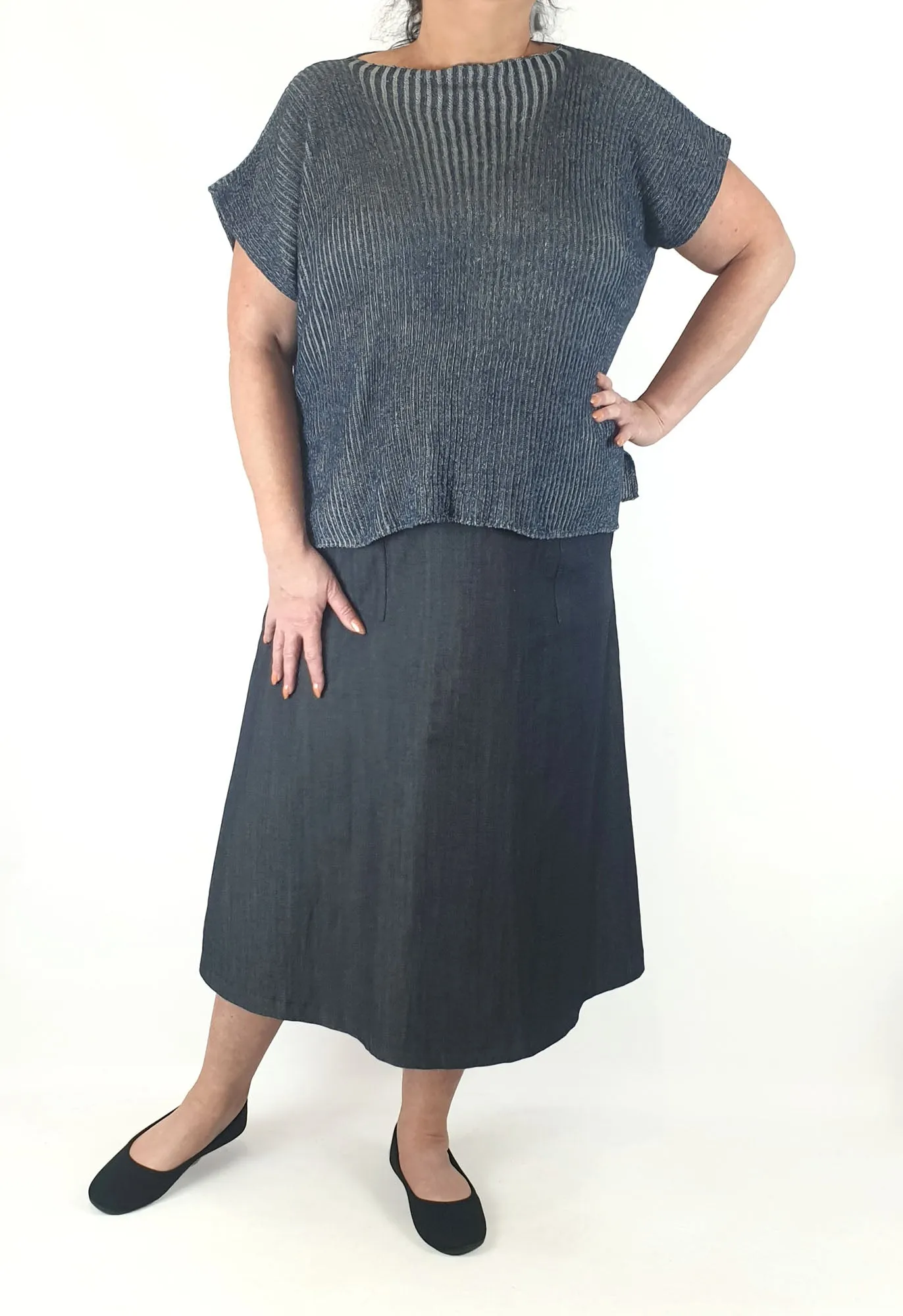 Uimi blue knit top one size