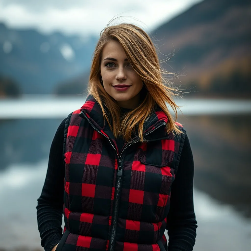 Unisex Plaid Puffer Vest