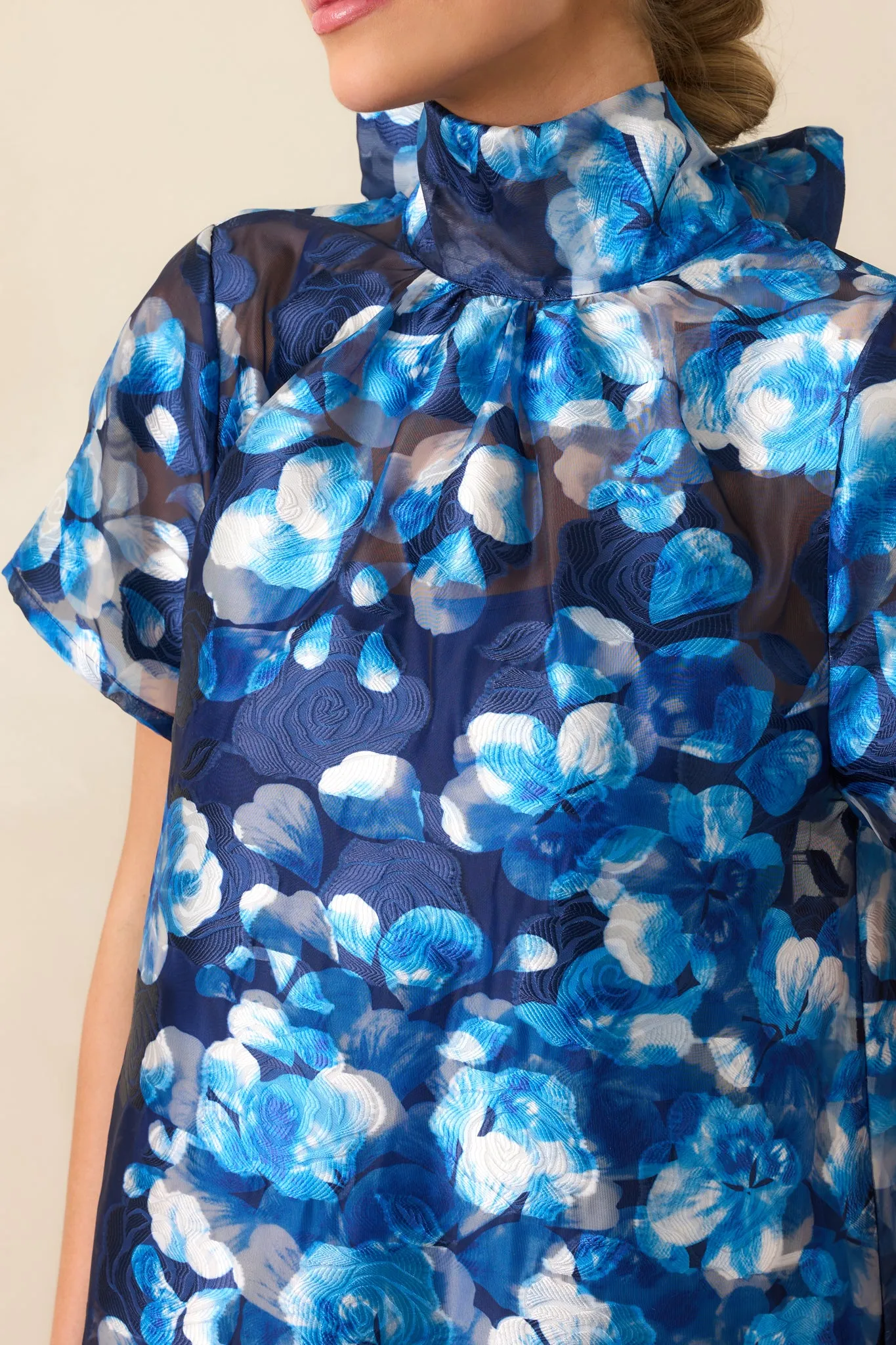 Urban Affair Blue Floral Jacquard Maxi Dress