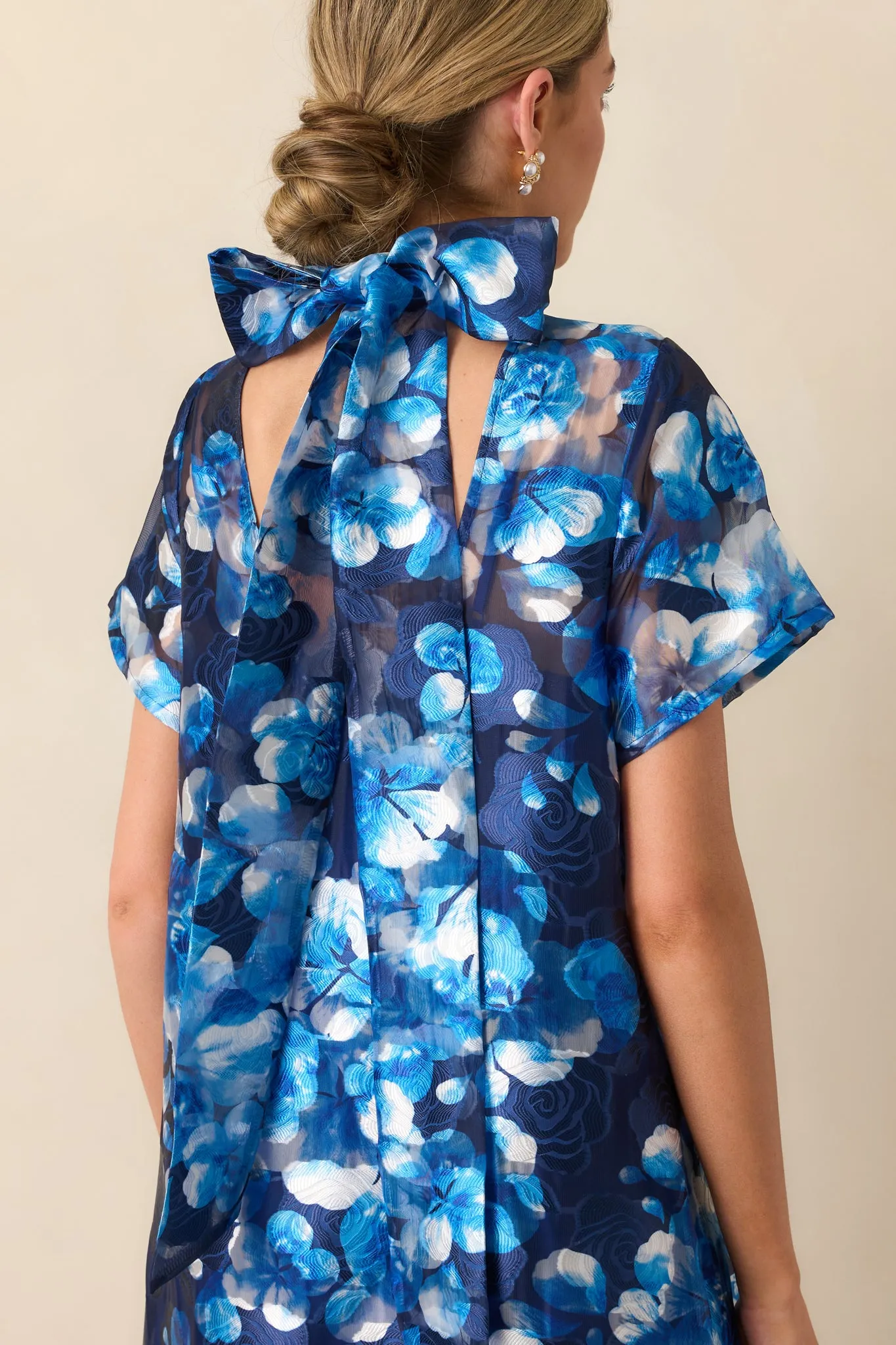 Urban Affair Blue Floral Jacquard Maxi Dress