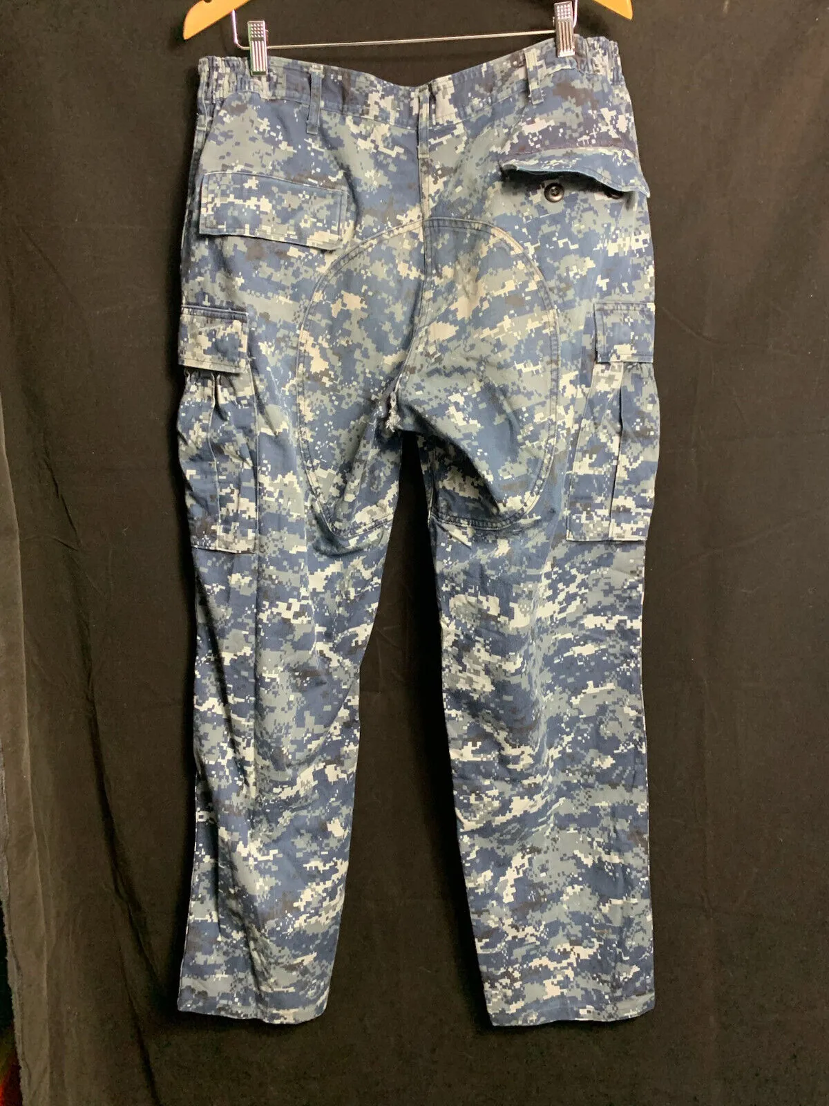US Navy Camouflage Cargo Pants Men's Blue Digital Trousers - Large - Regular 39"