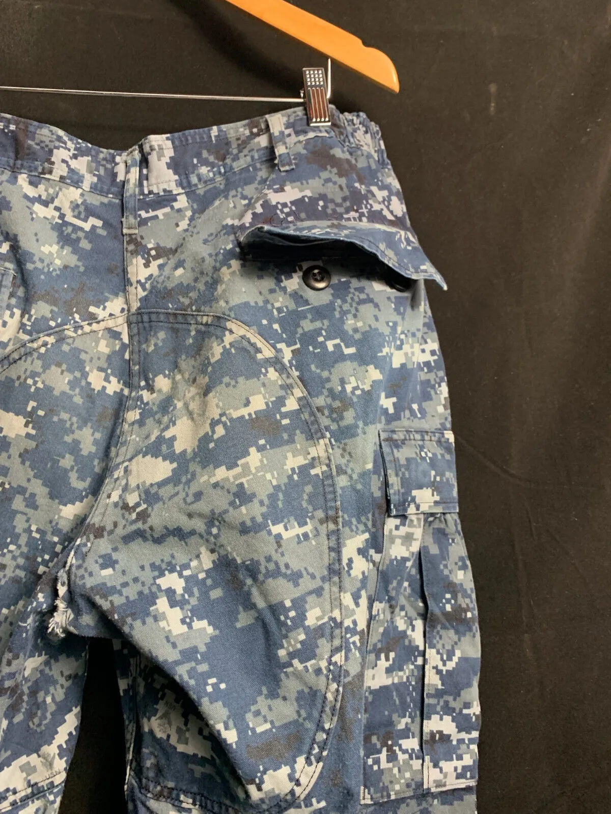 US Navy Camouflage Cargo Pants Men's Blue Digital Trousers - Large - Regular 39"