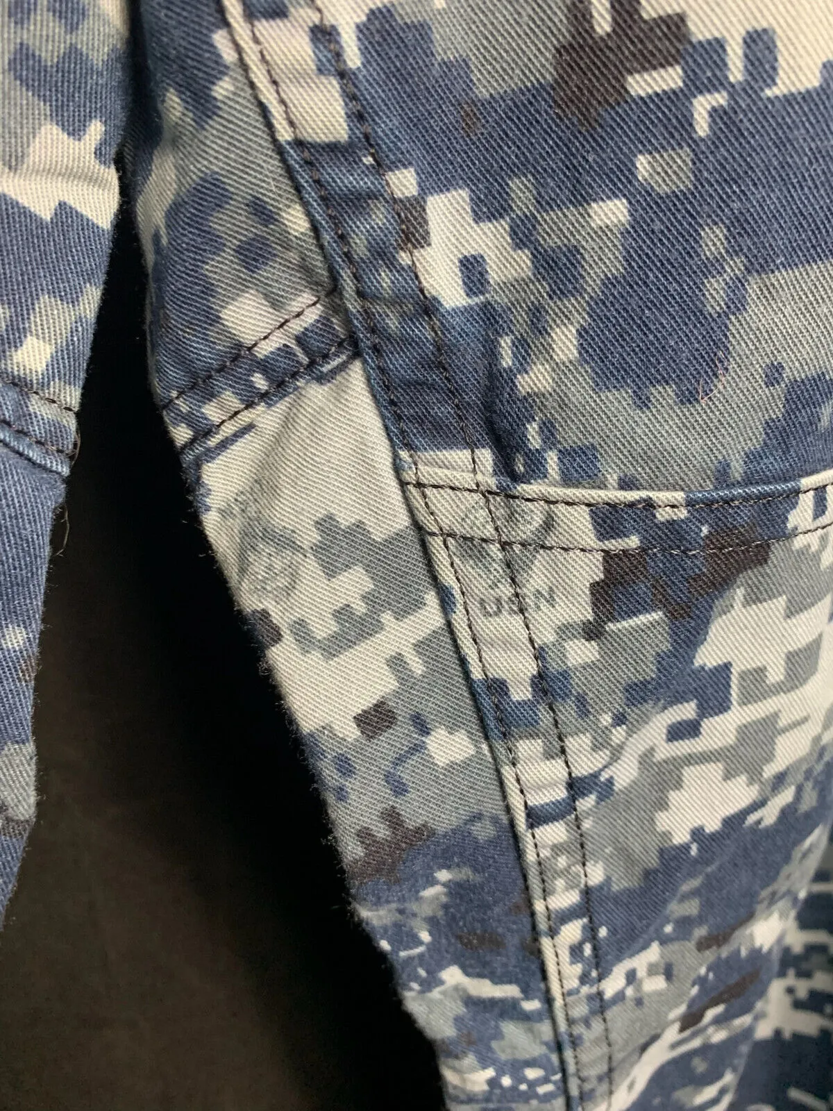 US Navy Camouflage Cargo Pants Men's Blue Digital Trousers - Large - Regular 39"