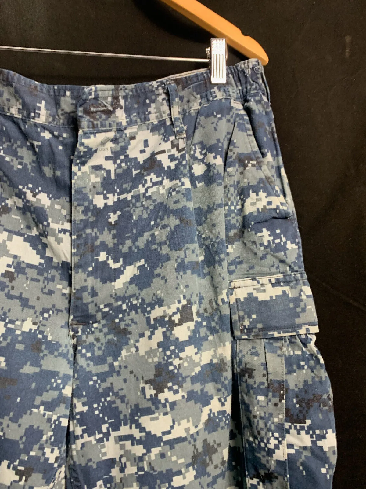 US Navy Camouflage Cargo Pants Men's Blue Digital Trousers - Large - Regular 39"