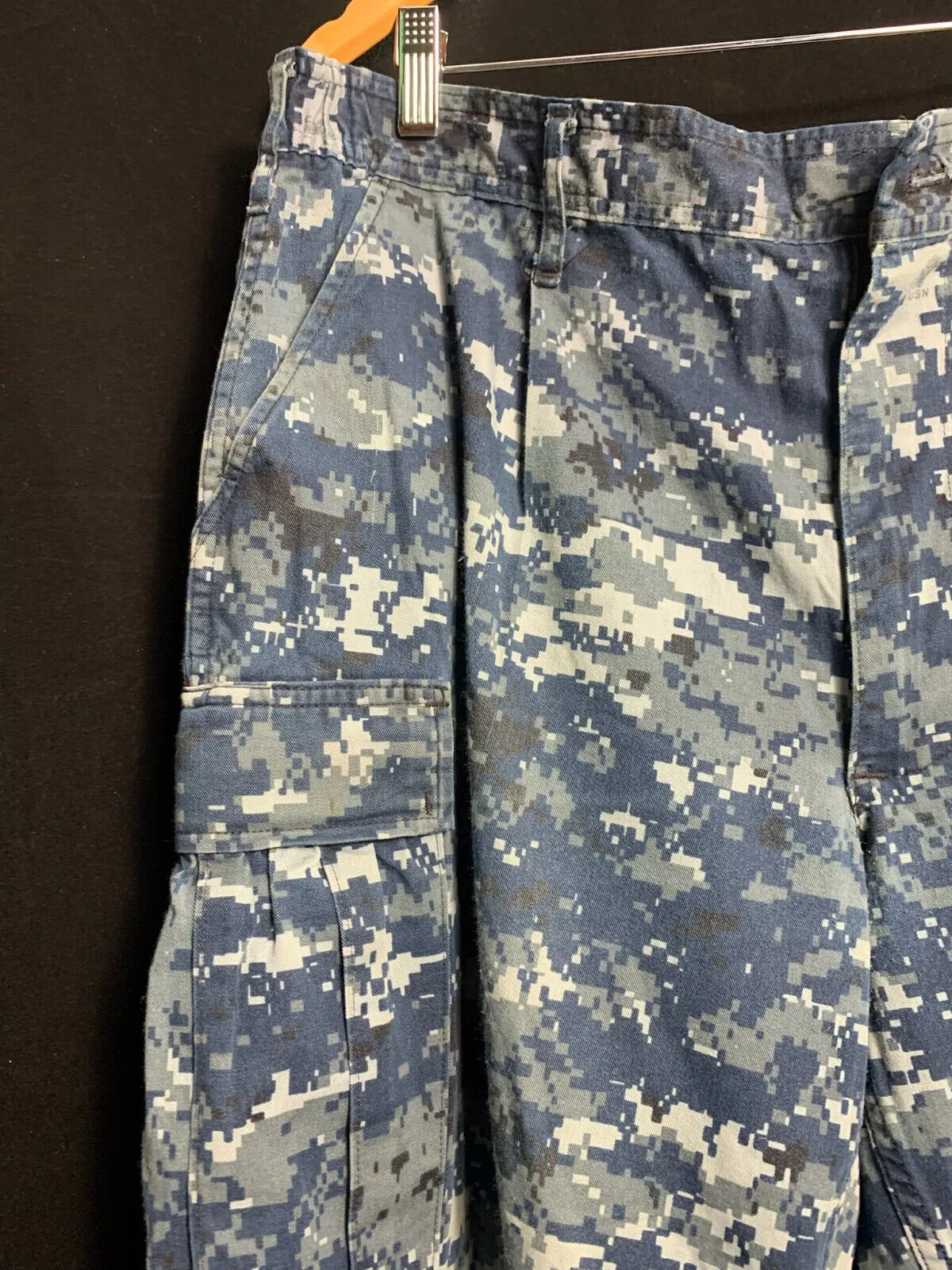 US Navy Camouflage Cargo Pants Men's Blue Digital Trousers - Large - Regular 39"