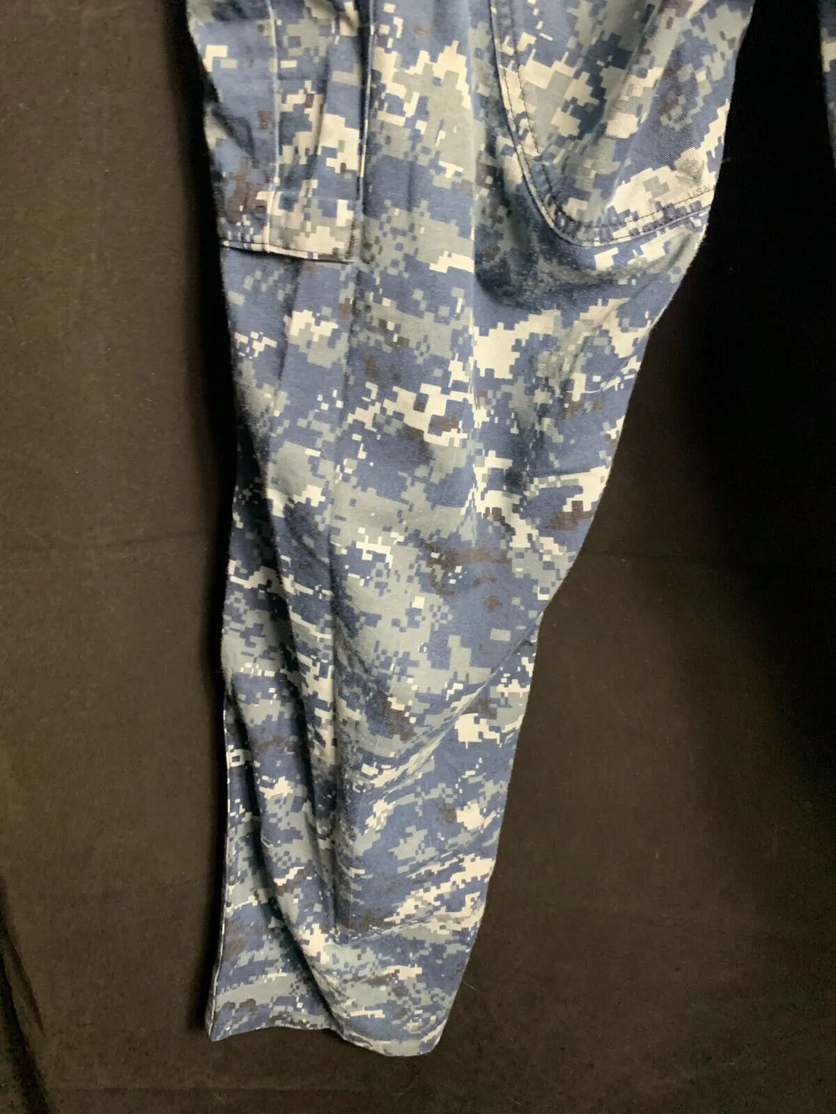 US Navy Camouflage Cargo Pants Men's Blue Digital Trousers - Large - Regular 39"