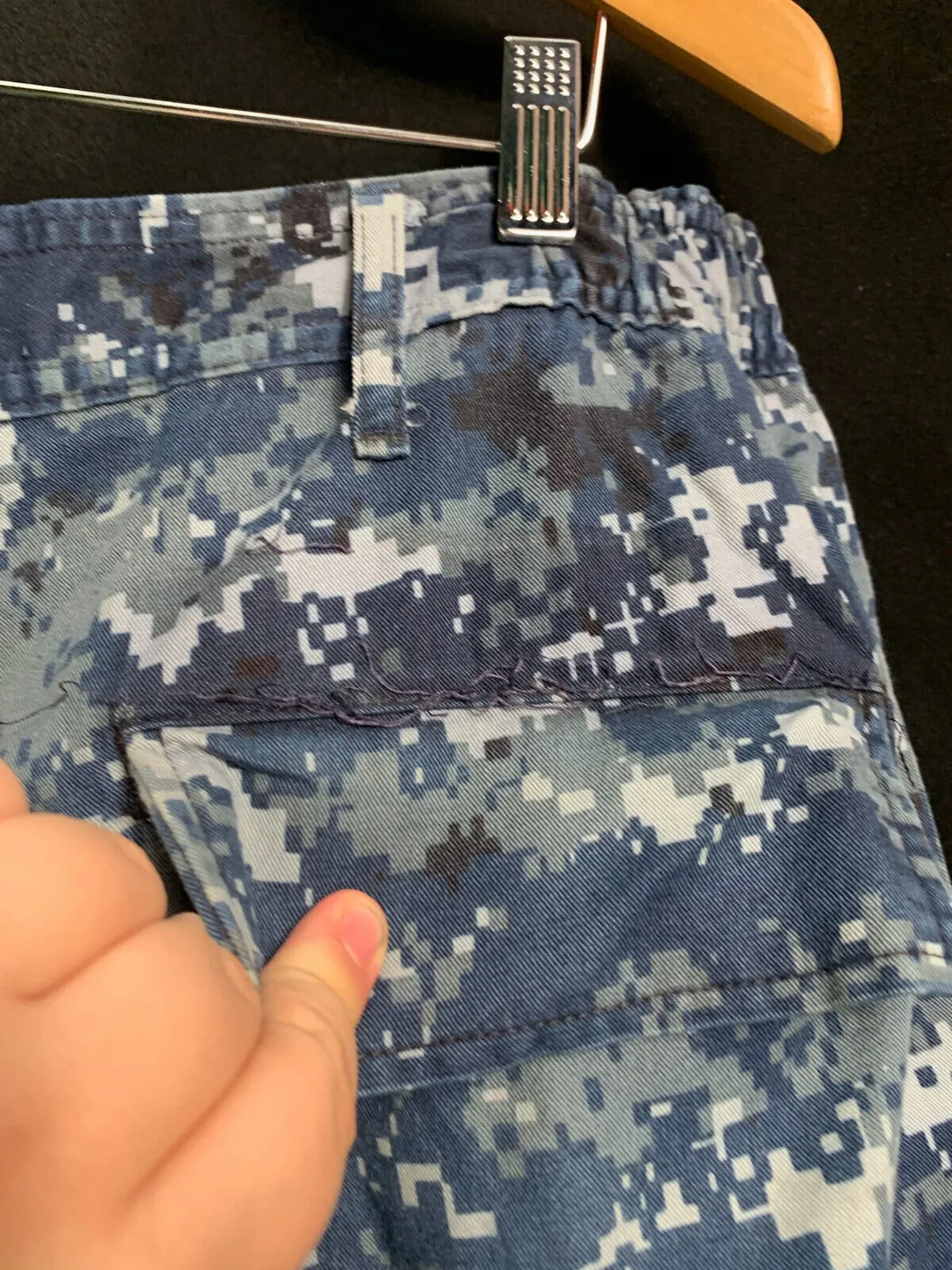 US Navy Camouflage Cargo Pants Men's Blue Digital Trousers - Large - Regular 39"