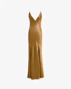 V-Neck Dress In Silk Satin