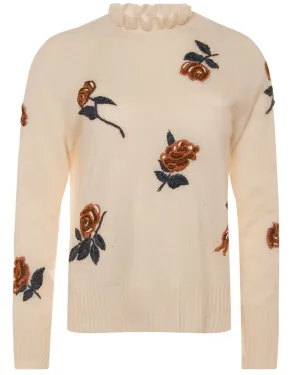 Vanilla Flower Embroidered Mockneck Sweater