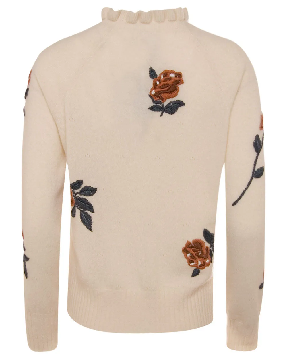 Vanilla Flower Embroidered Mockneck Sweater