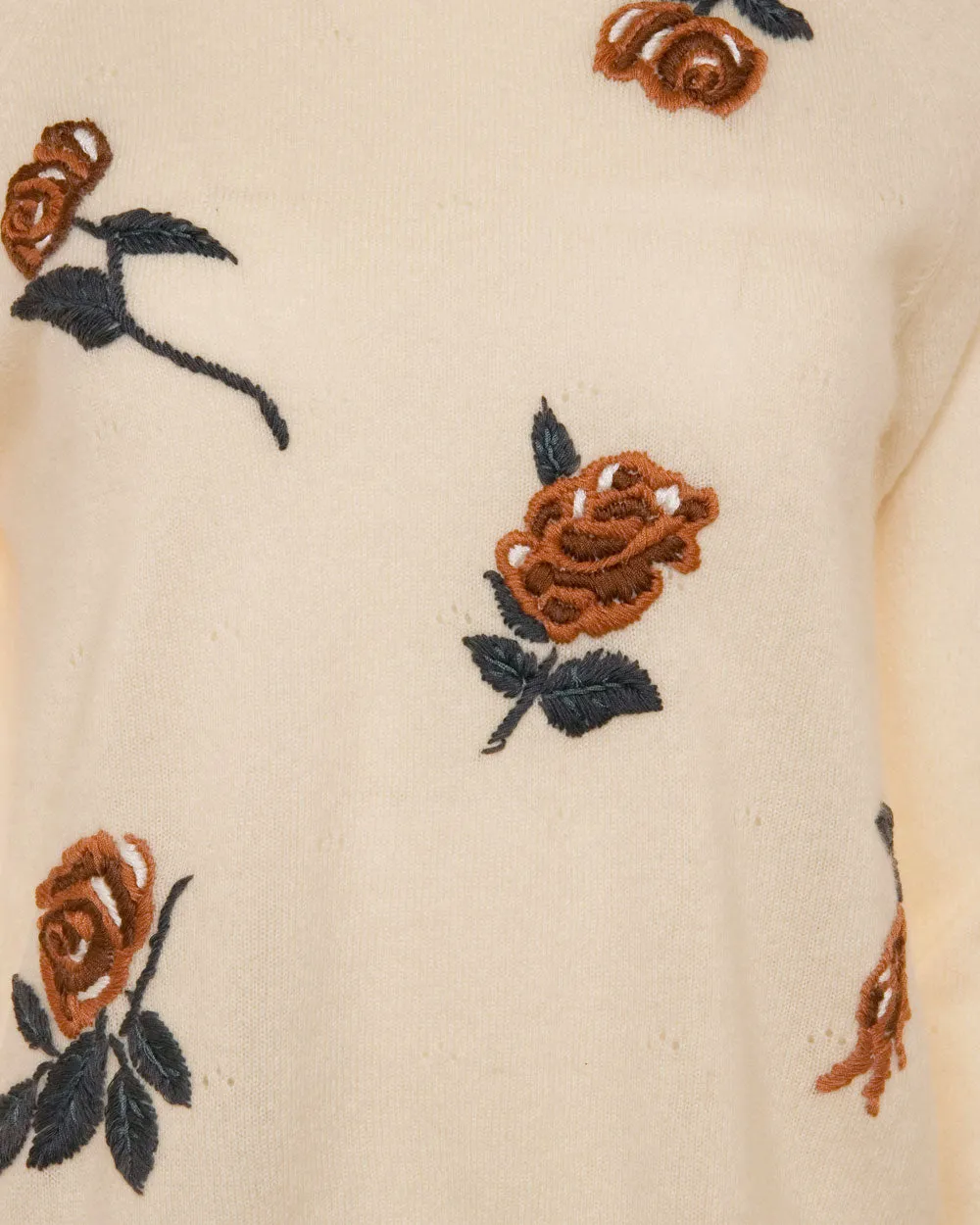 Vanilla Flower Embroidered Mockneck Sweater