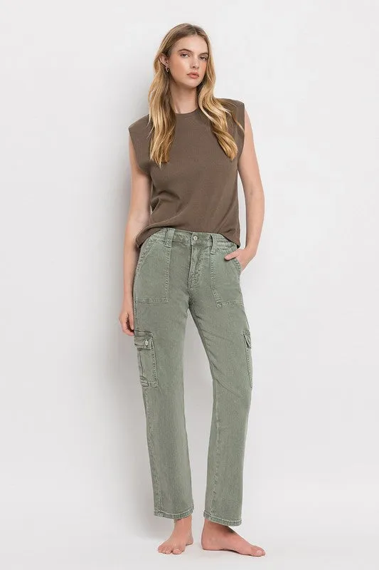 VERVET by Flying Monkey High Rise Cargo Straight Jeans