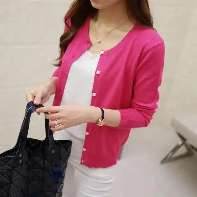 Vintage Style Short Design Thin Cardigan Women's Cutout Sunscreen Air Conditioning Shirt Sweater Knitted Outerwear Small Cape