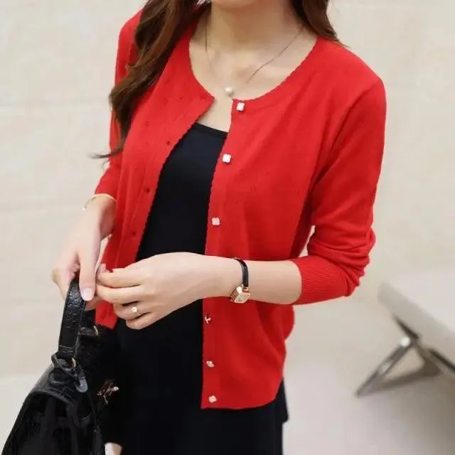 Vintage Style Short Design Thin Cardigan Women's Cutout Sunscreen Air Conditioning Shirt Sweater Knitted Outerwear Small Cape