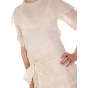 Vintage Young Womans Ivory Cotton Gauze Dress/Slip Early 1920s 32-32-42