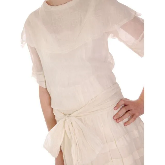 Vintage Young Womans Ivory Cotton Gauze Dress/Slip Early 1920s 32-32-42