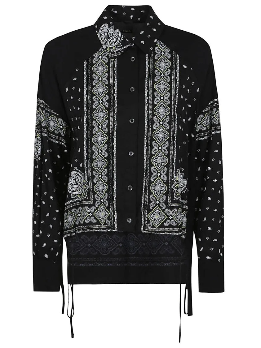 Viscose Pajama-Style Shirt With Cashmere Design