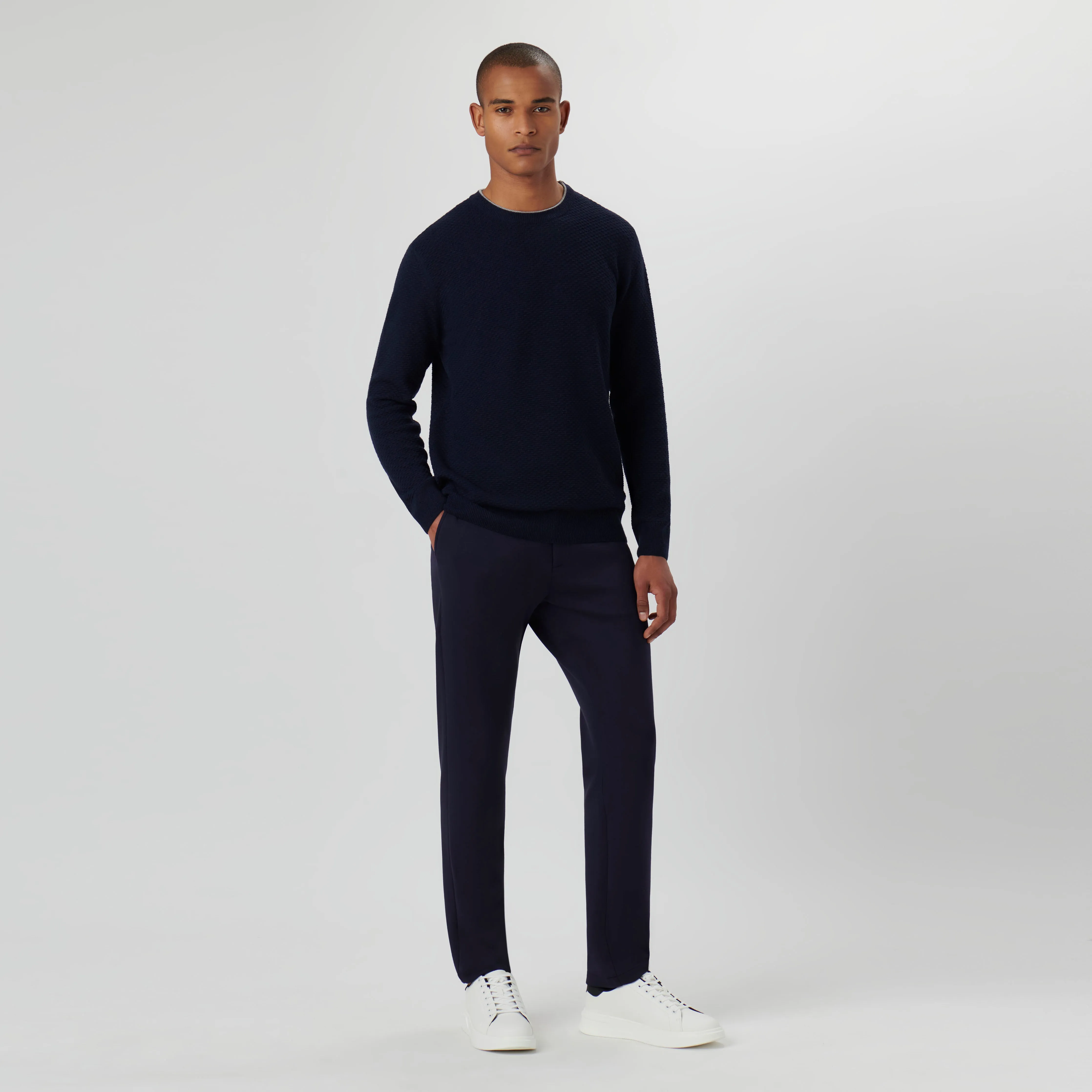 Waffle Stitch Crew Neck Sweater