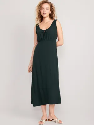 Waist-Defined Sleeveless Tie-Front Midi Dress for Women