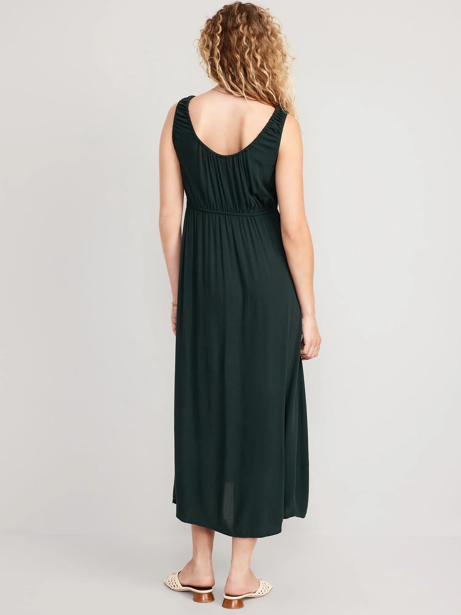 Waist-Defined Sleeveless Tie-Front Midi Dress for Women