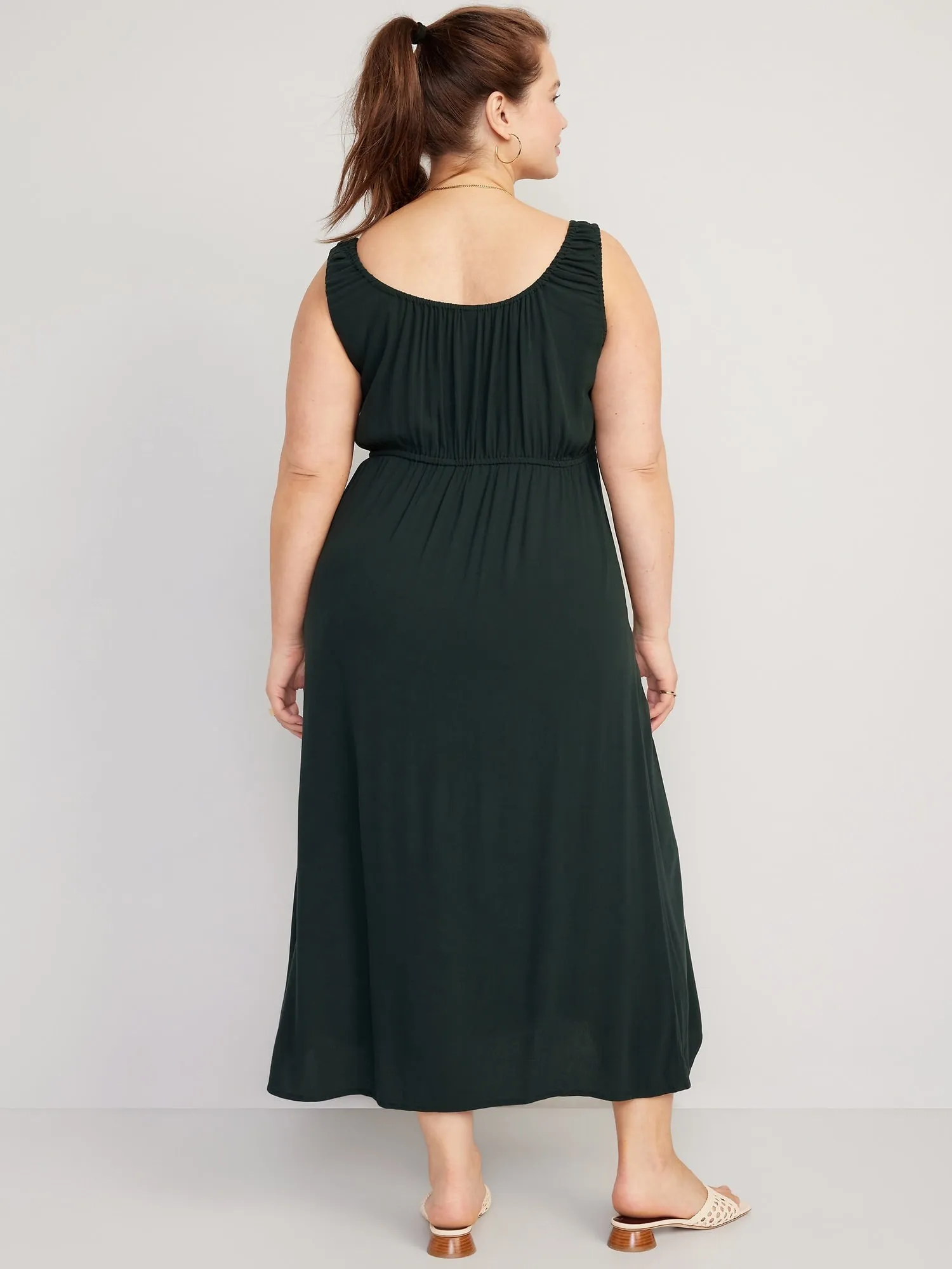 Waist-Defined Sleeveless Tie-Front Midi Dress for Women