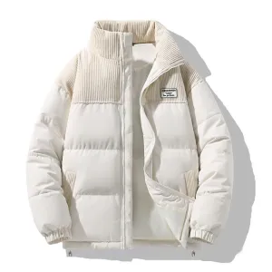 Warm and Stylish Puffer Jacket with Stand-Up Collar and Elastic Band Cuffs