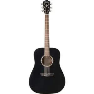 Washburn WD7SBM Dreadnought Semi-Acoustic Guitar - Black Matte