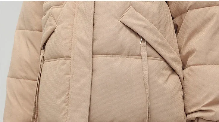 Water-resistant Knee-length Quilted Puffer Jacket for Women
