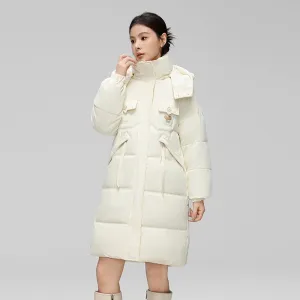 Water-resistant Knee-length Quilted Puffer Jacket for Women