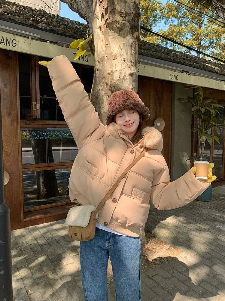 Waterproof and Insulated Zip-up Cropped Puffer Jacket for Women