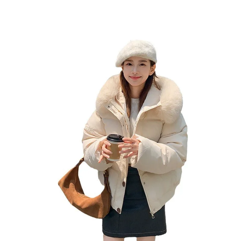 Waterproof and Insulated Zip-up Cropped Puffer Jacket for Women