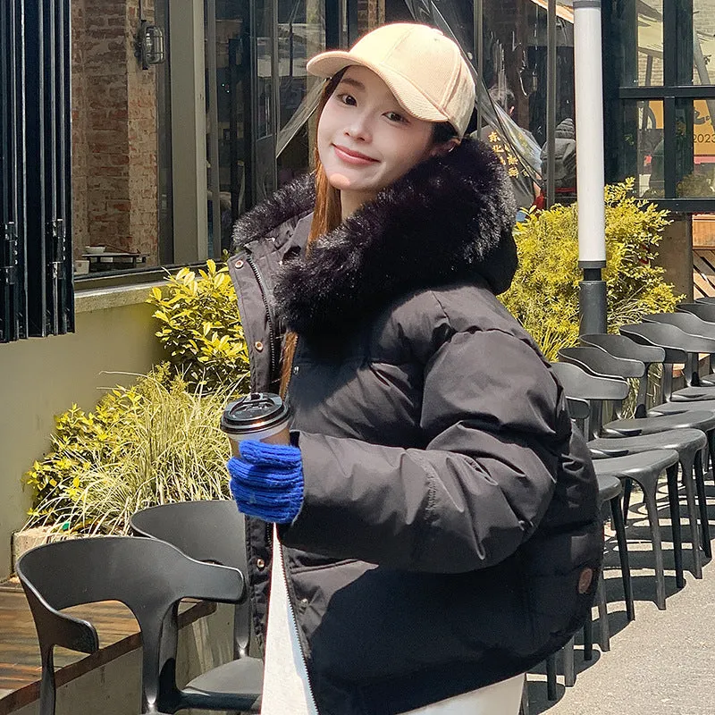 Waterproof and Insulated Zip-up Cropped Puffer Jacket for Women
