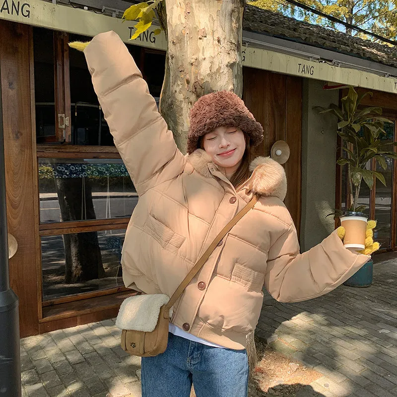 Waterproof and Insulated Zip-up Cropped Puffer Jacket for Women