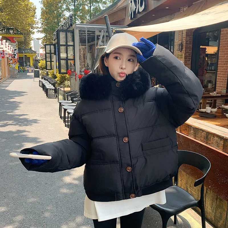 Waterproof and Insulated Zip-up Cropped Puffer Jacket for Women