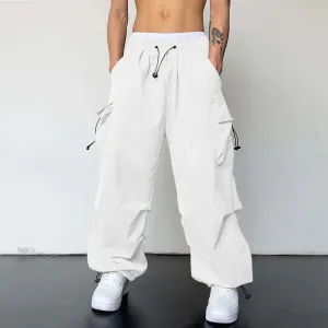 White Parachute Pants Men