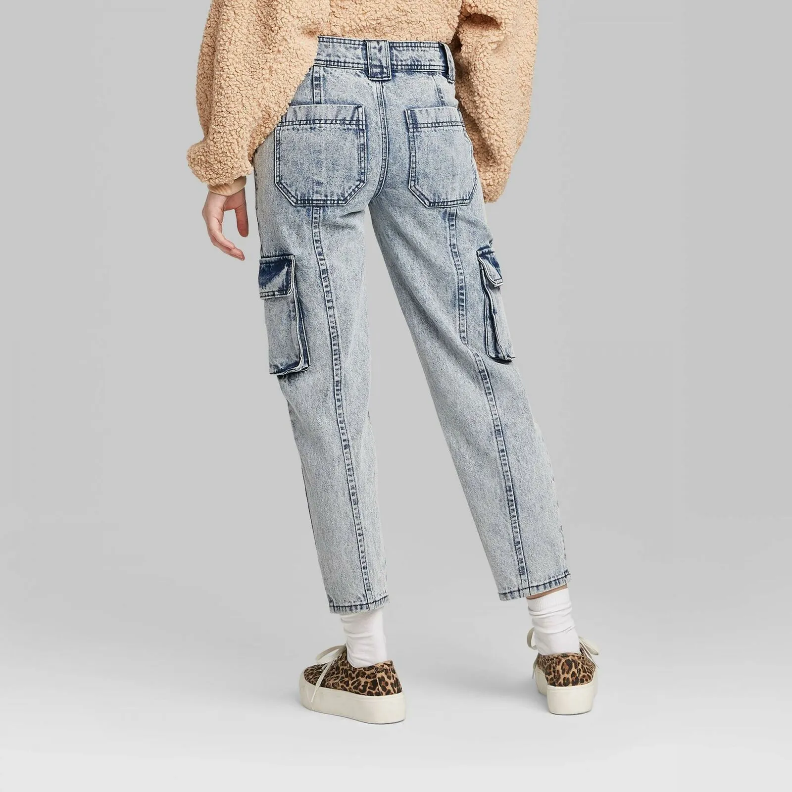 Wild Fable Women's High Rise Straight Leg Ankle Length Cargo Jeans