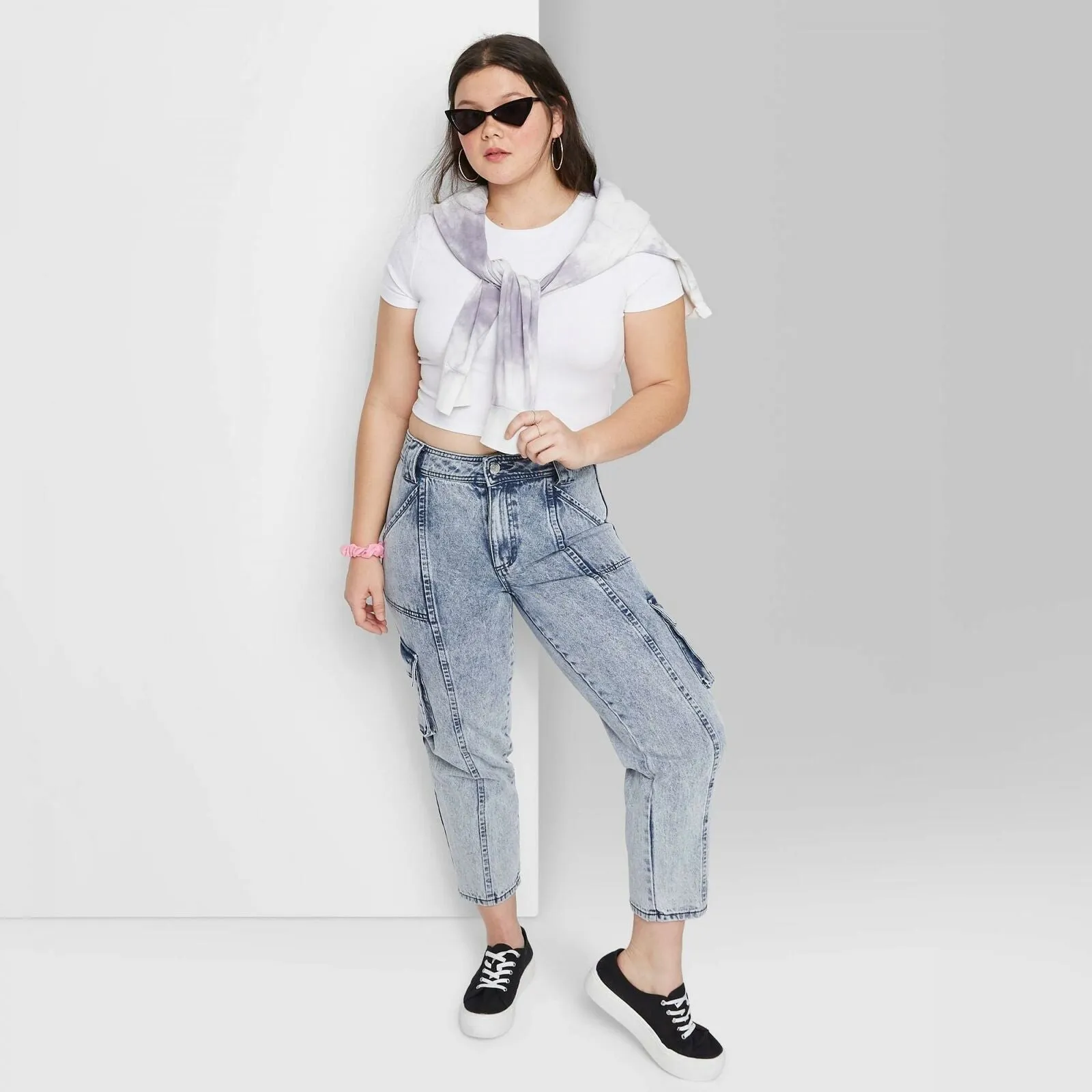 Wild Fable Women's High Rise Straight Leg Ankle Length Cargo Jeans