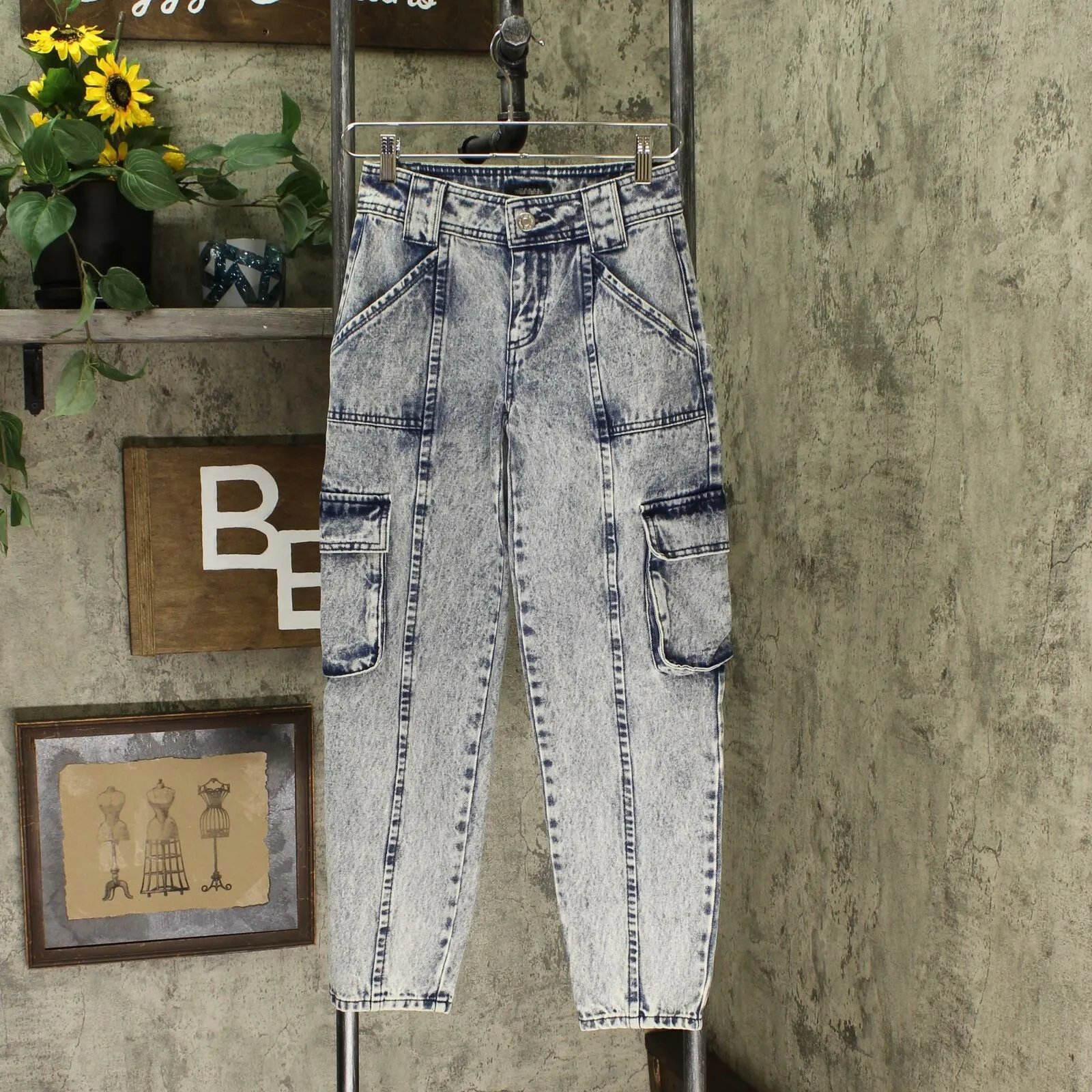 Wild Fable Women's High Rise Straight Leg Ankle Length Cargo Jeans
