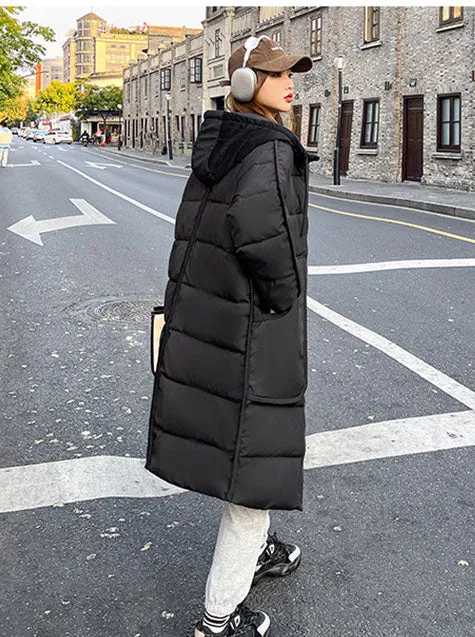 Windproof and Quilted Oversized Puffer Coat for Women