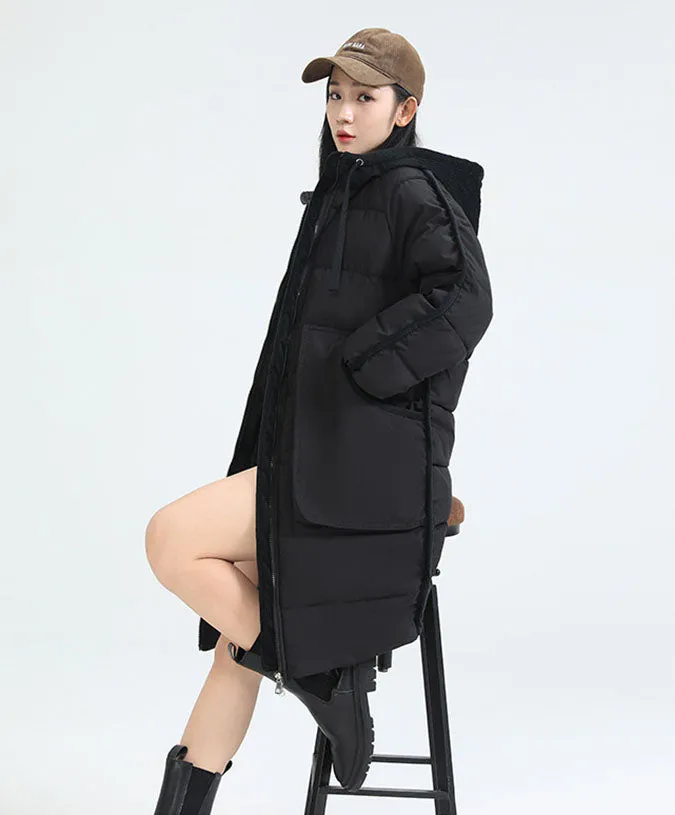 Windproof and Quilted Oversized Puffer Coat for Women