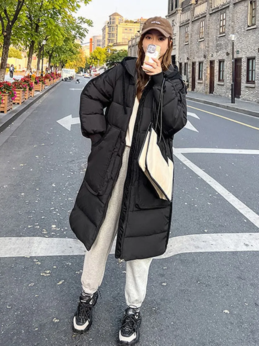 Windproof and Quilted Oversized Puffer Coat for Women