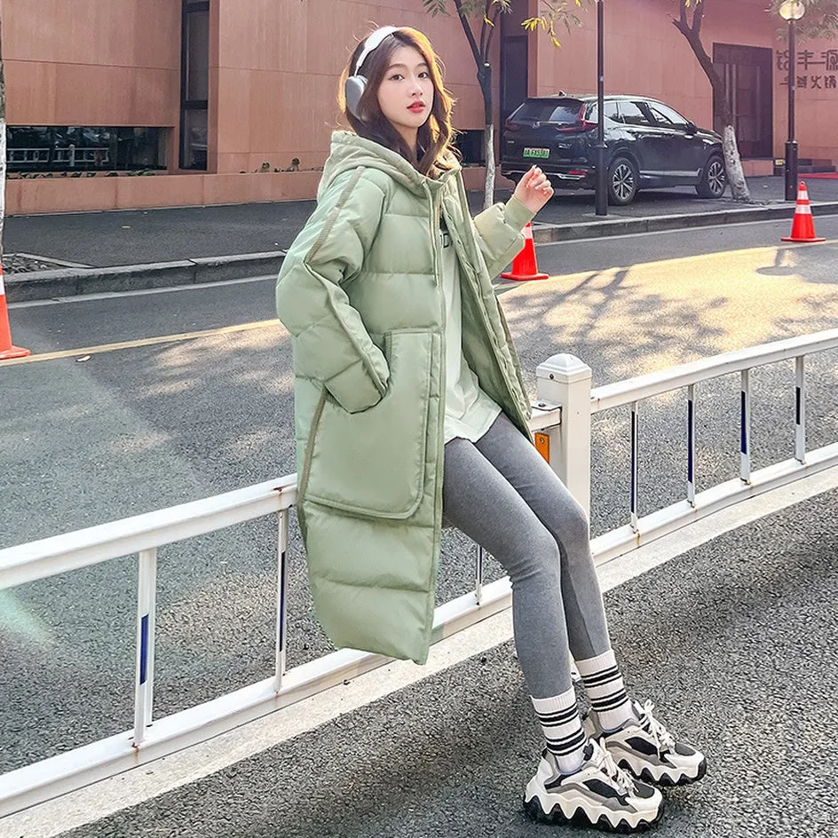 Windproof and Quilted Oversized Puffer Coat for Women