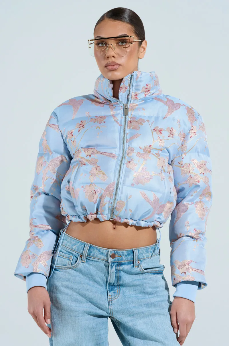 WINTER BLUES BROCADE PUFFER
