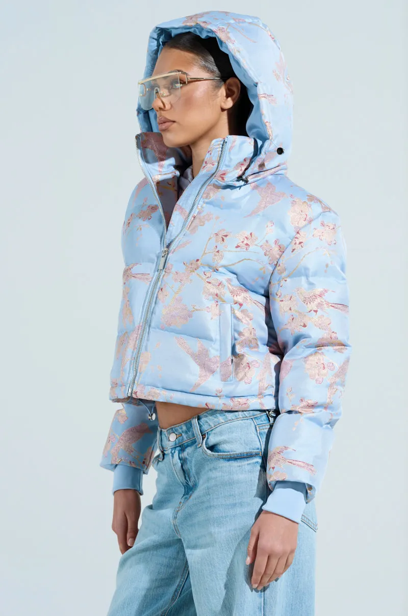 WINTER BLUES BROCADE PUFFER