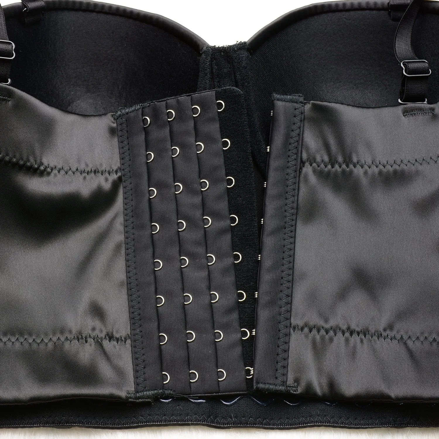Women Black Satin Smooth Sexy Bustier Crop Top Corset Bra