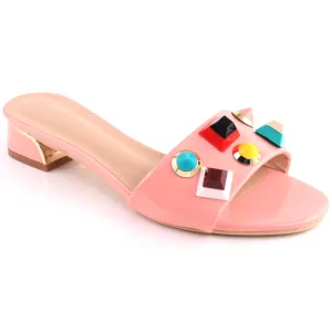 Women “JIMENA” Stud Decorated Block Heel Sandals